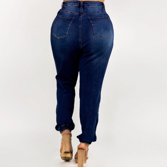 #125 🛑1X,2X,3X✨️ PLUS SIZE ✨️Distressed Denim JOGGERS Jeans - Picture 6 of 6